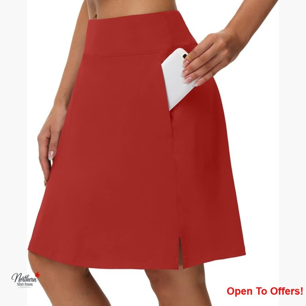 Polyester Spandex Athletic Skort with Pockets High Waist Tennis Golf